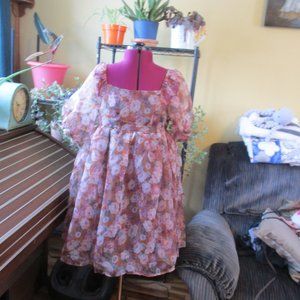NWT ORGANZA BABYDOLL MINI DRESS SIZE L Organza Babydoll Mini Puff Dress